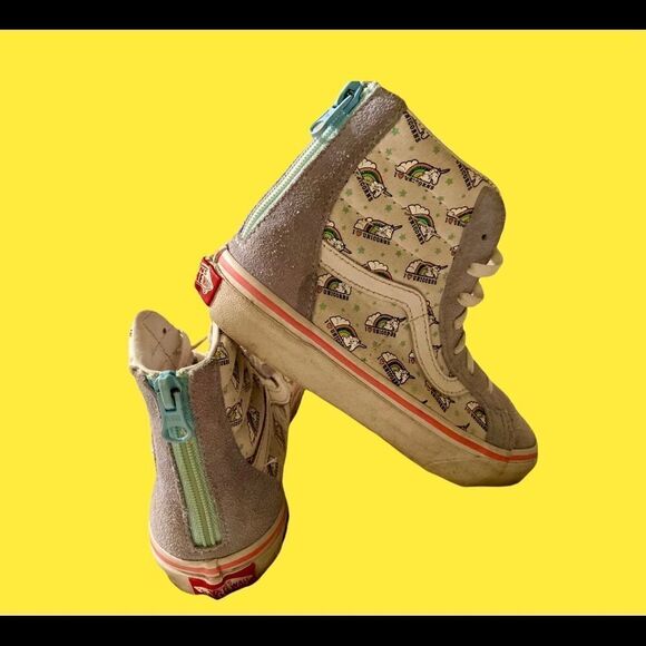 Vans I Love Unicorns Rainbow Mid Zip From Heel Cute Girls Shoes Size 2.5. - Picture 8 of 12